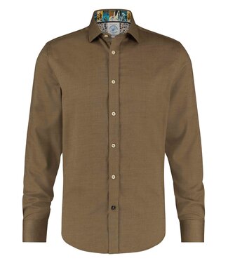 A FISH NAMED FRED Modern Fit Brushed Twill Camel Shirt