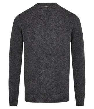 BRUUN & STENGADE Grey Solid Crew Neck Sweater