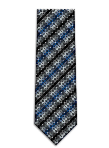 7 DOWNIE Grey Blue Striped Tie