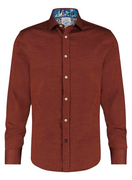A FISH NAMED FRED Slim Fit Red Brushed Twill Shirt