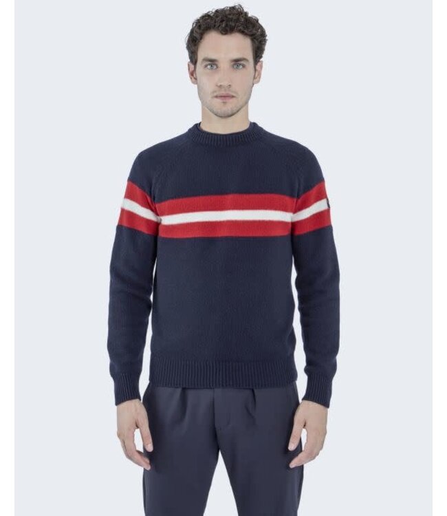 Navy with Red Crew Neck