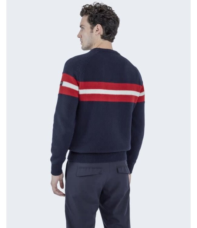 Navy with Red Crew Neck