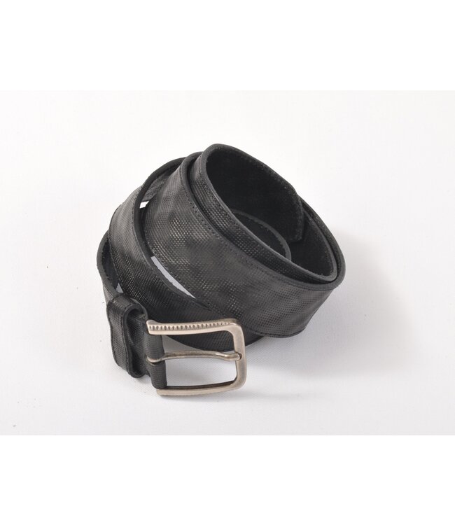 Black Printed Leather Belt