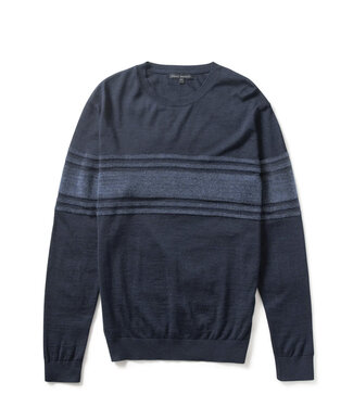 ROBERT BARAKETT Navy Swanson Engineered Striped Sweater