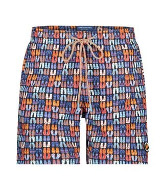 A FISH NAMED FRED Navy Flip Flop Swim Trunks