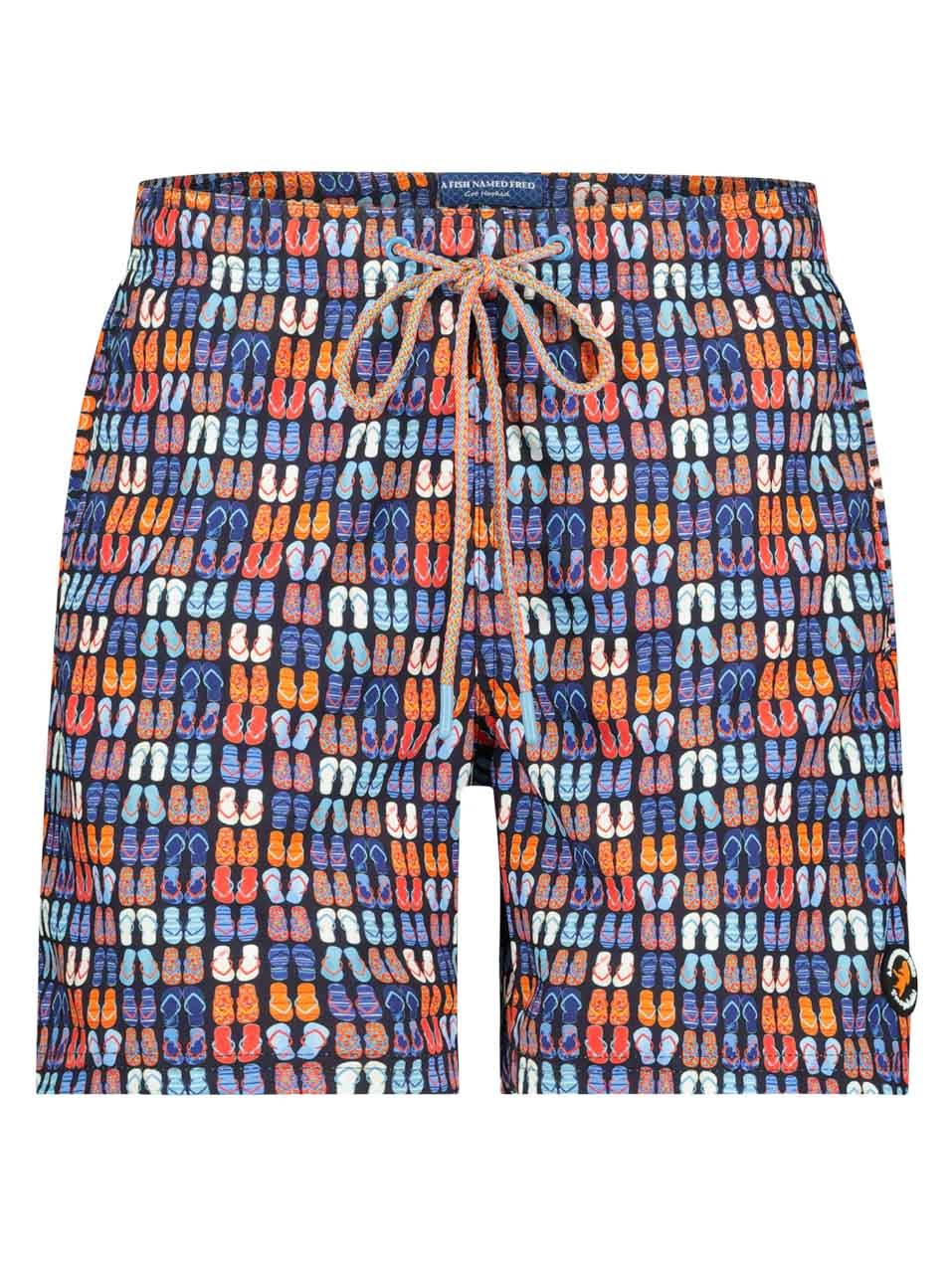 Navy Flip Flop Swim Trunks