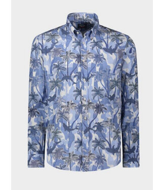 PAUL & SHARK Modern Fit Blue Shark Palm Tree Shirt