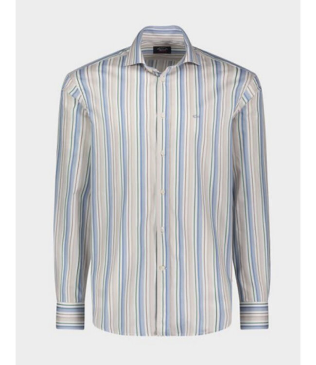 Modern Fit Blue Taupe Stripe  Shirt