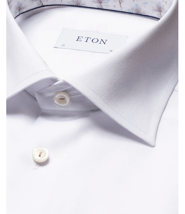 Classic Fit White Shirt with Trim - Benjamin's Menswear