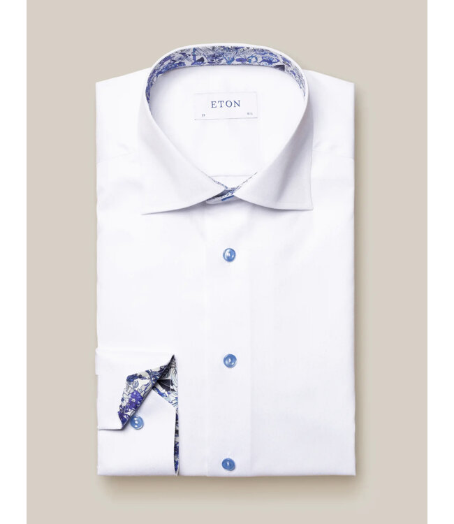 Classic Fit White with Blue Button Shirt