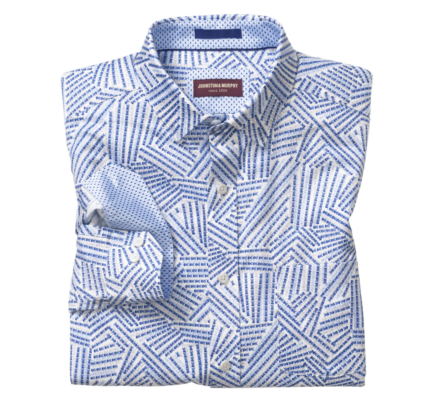 Classic Fit White Blue Mini Skull Shirt Benjamin s Menswear