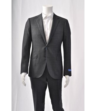 PAUL BETENLY Modern Fit Charcoal Plaid Suit