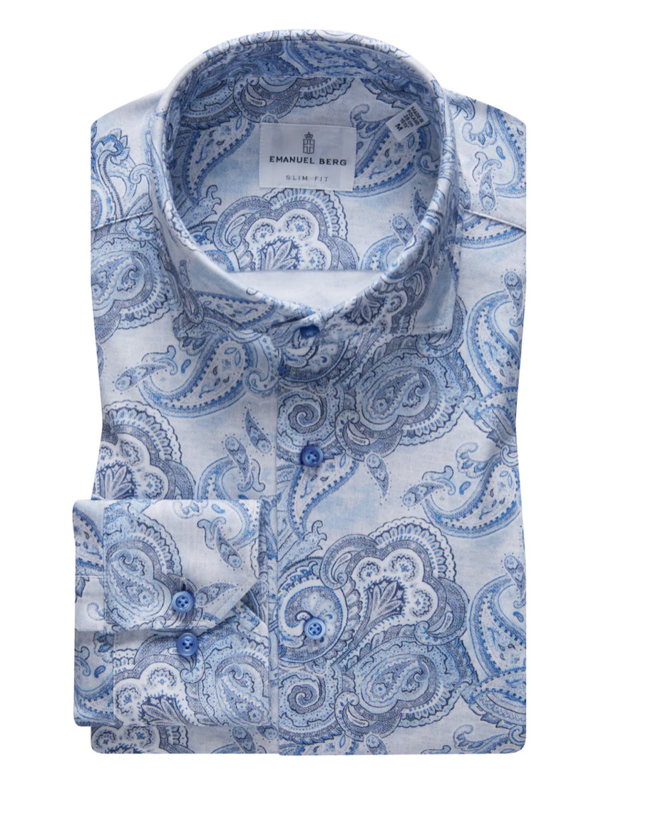 Modern Fit Blue Paisley Shirt - Benjamin's Menswear