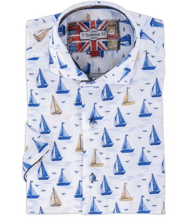 Modern Fit White Sailboat Shirt