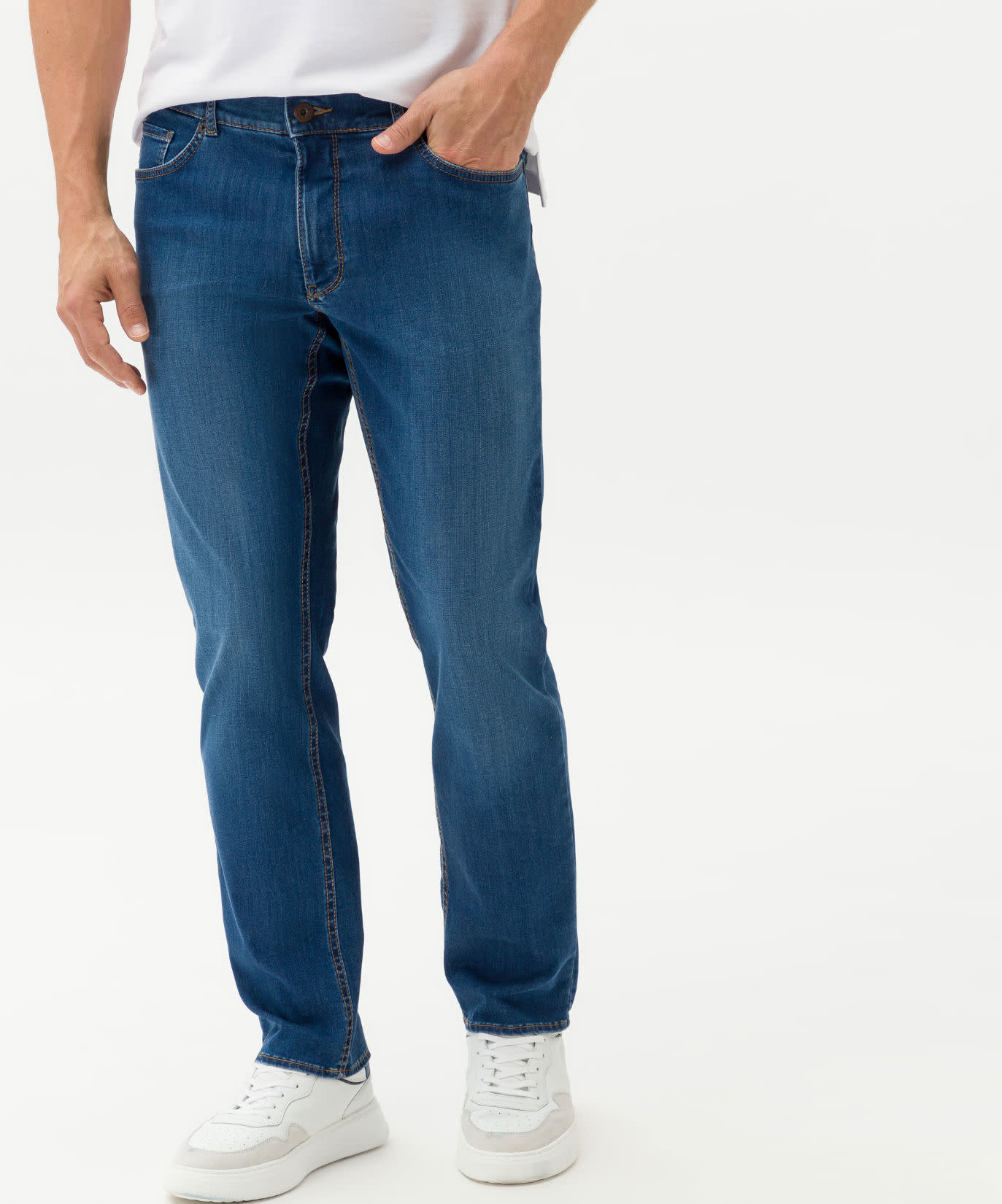 BRAX Modern Fit Mid Blue CoolTec Jeans - Benjamin's Menswear