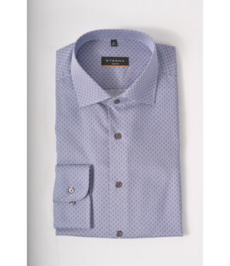 ETERNA Slim Fit Blue Mosaic Print Shirt