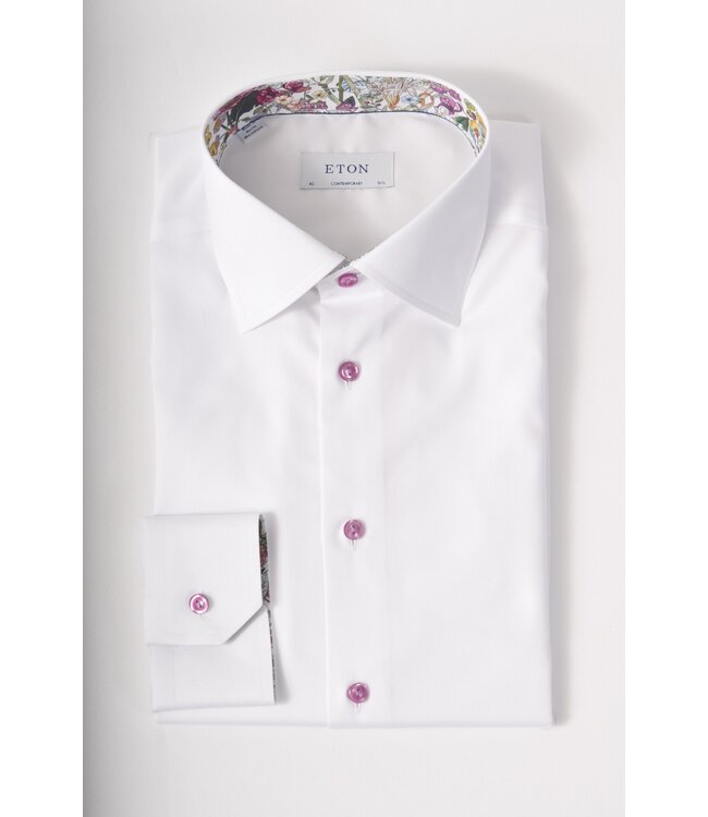 Modern Fit White with Lavender Trim Shirt