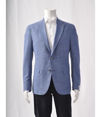 JACK VICTOR Modern Fit Light Blue Mini Block Sports Coat