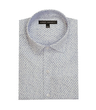 ROBERT BARAKETT Modern Fit White Jones Woven Short Sleeve Shirt