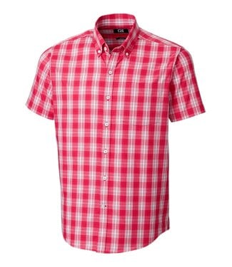 CUTTER & BUCK Classic Fit Red Shadow Plaid Shirt