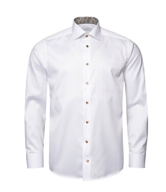 ETON Modern Fit White Twill with Brown Trim Shirt