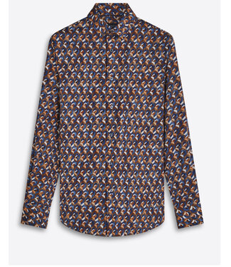 BUGATCHI Modern Fit Night Blue 3D Pattern Shirt
