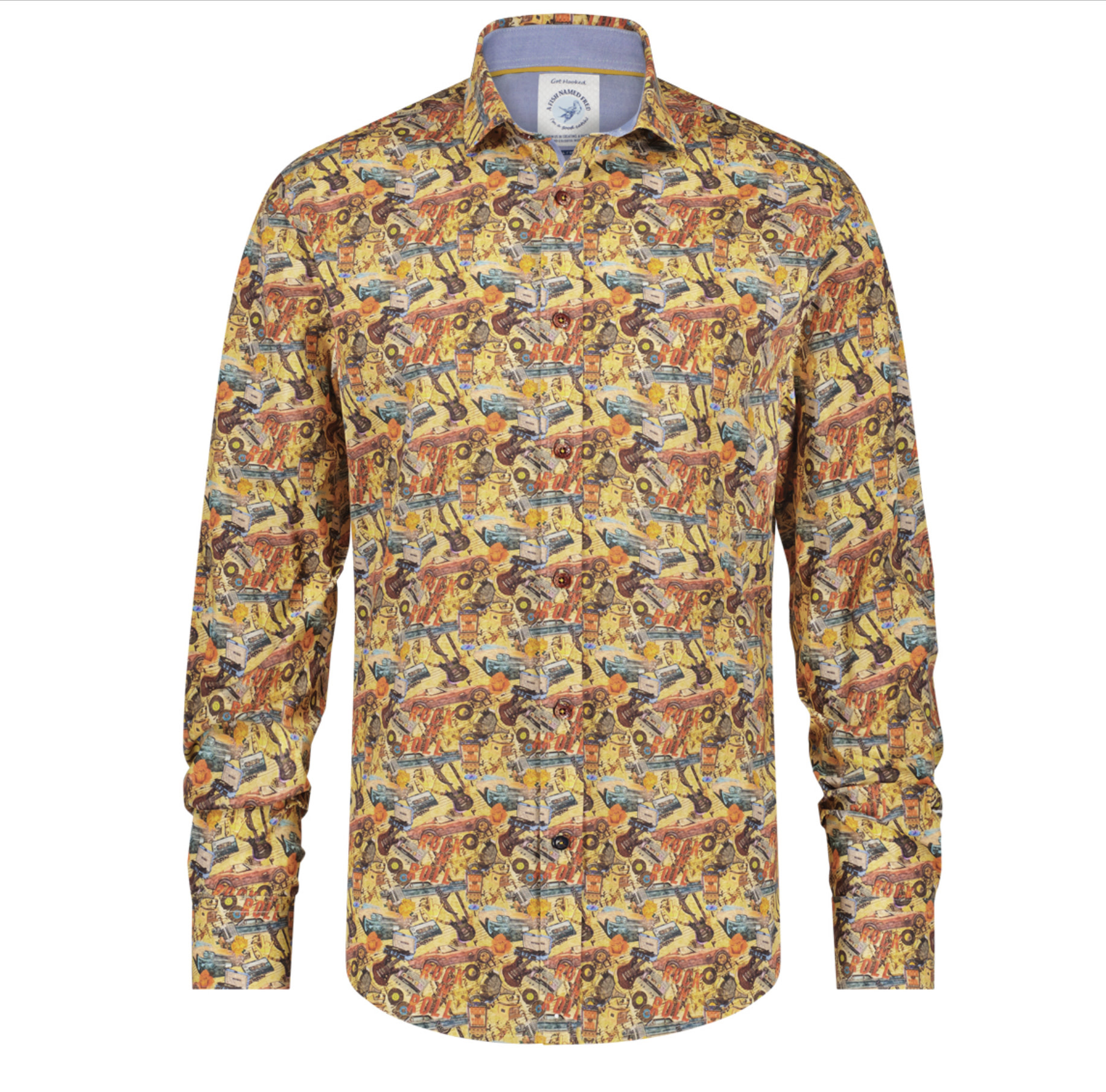 Modern Fit Yellow Rock Roll Shirt