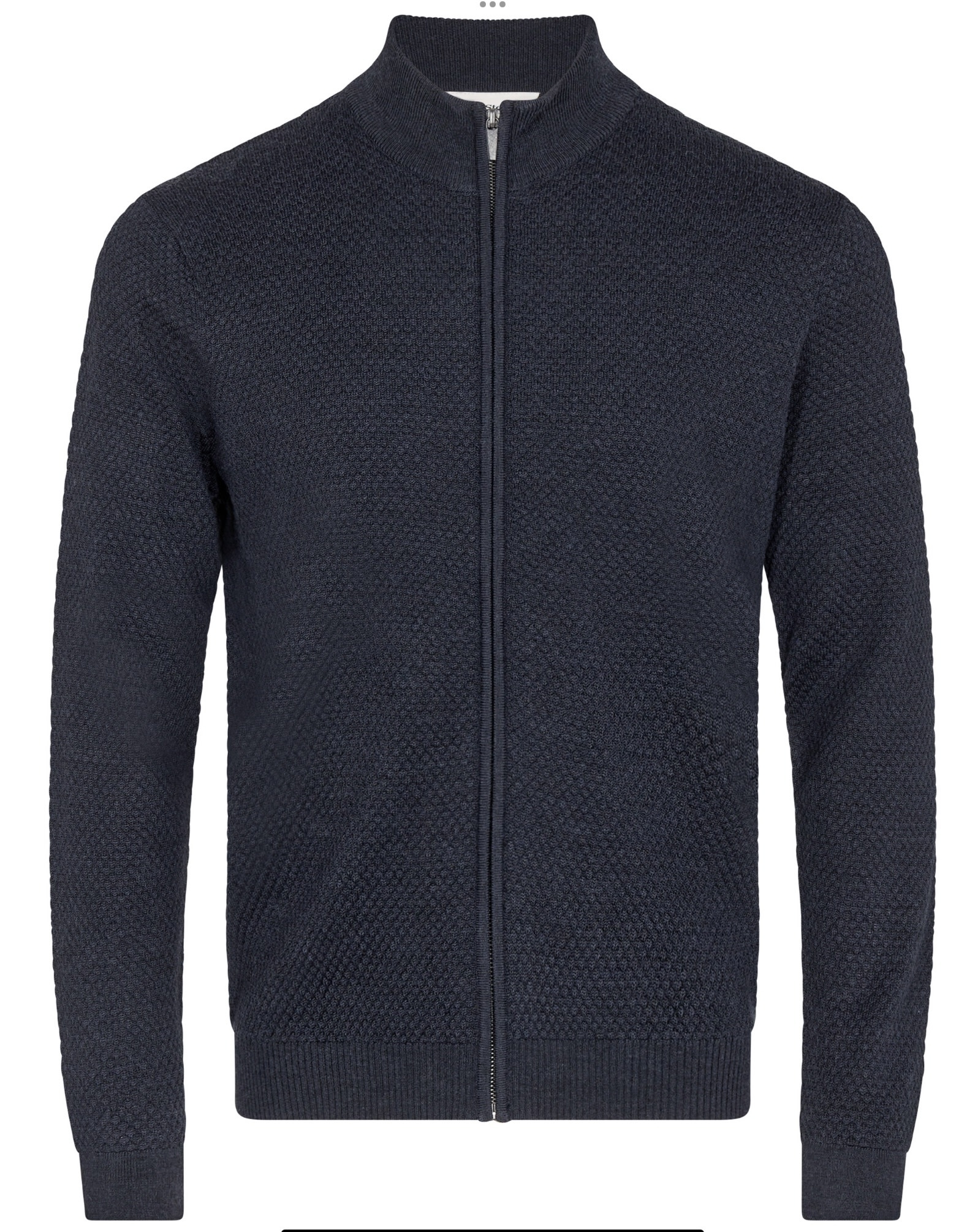 Navy Asger Full Zip Sweater - Benjamin's Menswear