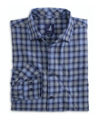 JOHNNIE-O Modern Fit Grey Navy Iver Plaid Shirt