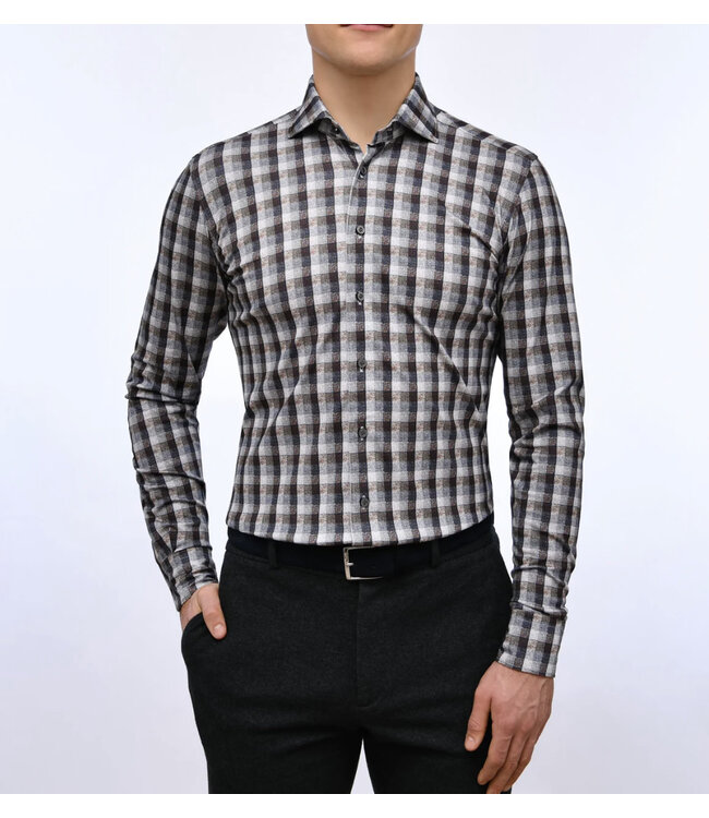 Modern Fit Mid Grey Check Shirt