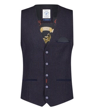 A FISH NAMED FRED Slim Fit Navy Small Block Vest