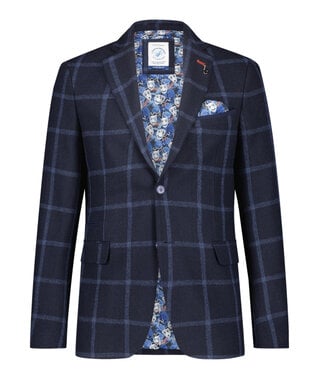 A FISH NAMED FRED Slim Fit Navy Big Check Sport Coat