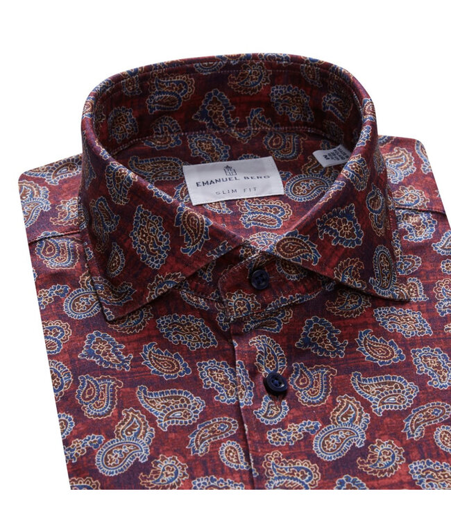 Modern Fit Dark Red Paisley Shirt - Benjamin's Menswear