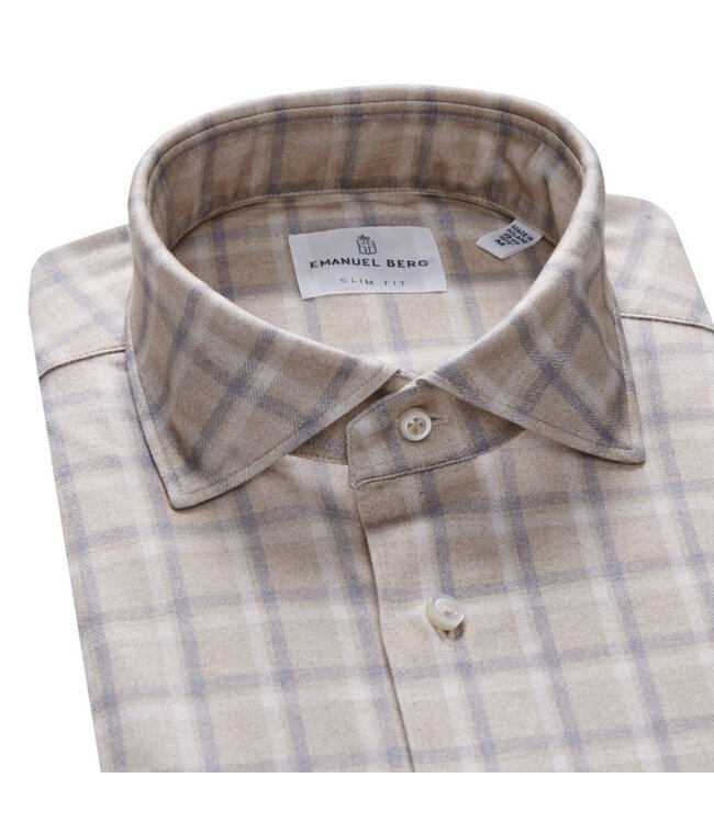 Modern Fit Light Beige Check Shirt