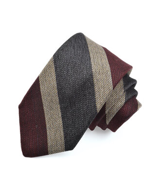 DION Burgundy Charcoal Striped Tie