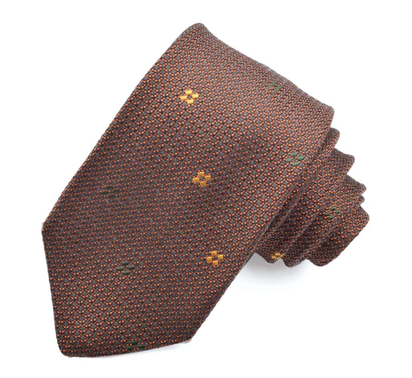 DION Orange Gold Square Tie - Benjamin's Menswear