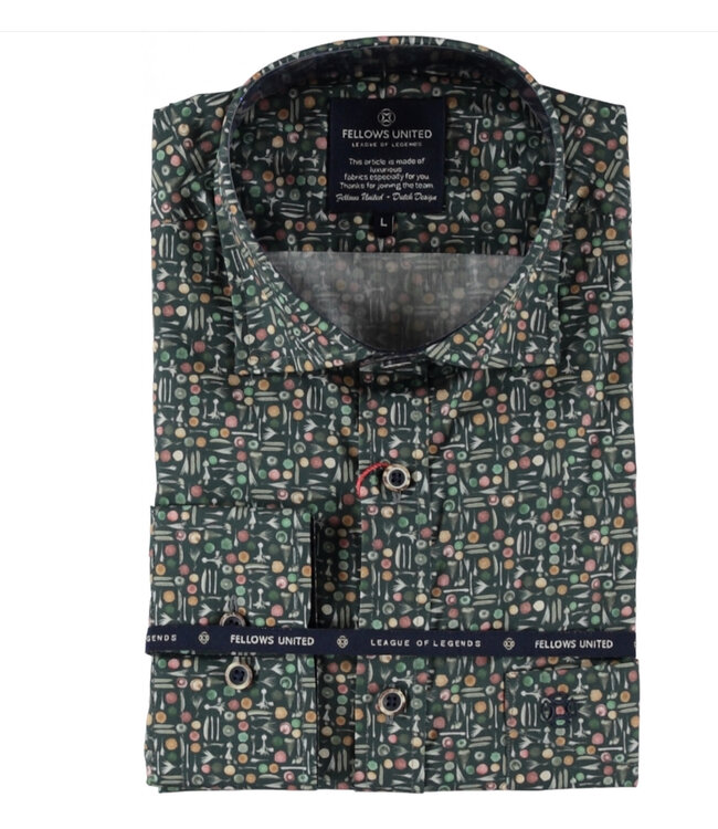 Modern Fit Green Multi Colour Shirt