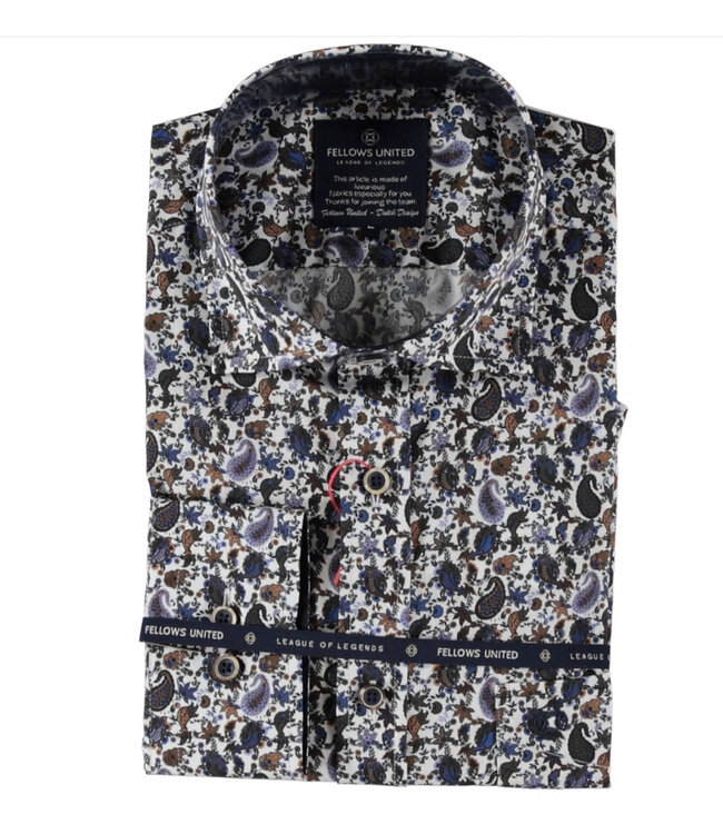 Modern Fit White Coloured Paisley Shirt