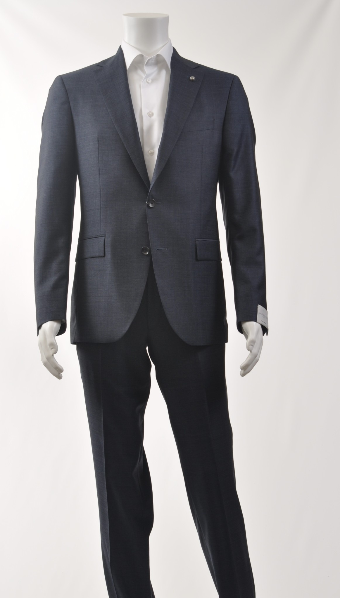 JACK VICTOR Modern Fit Mid Blue Shark Skin Suit - Benjamin's Menswear