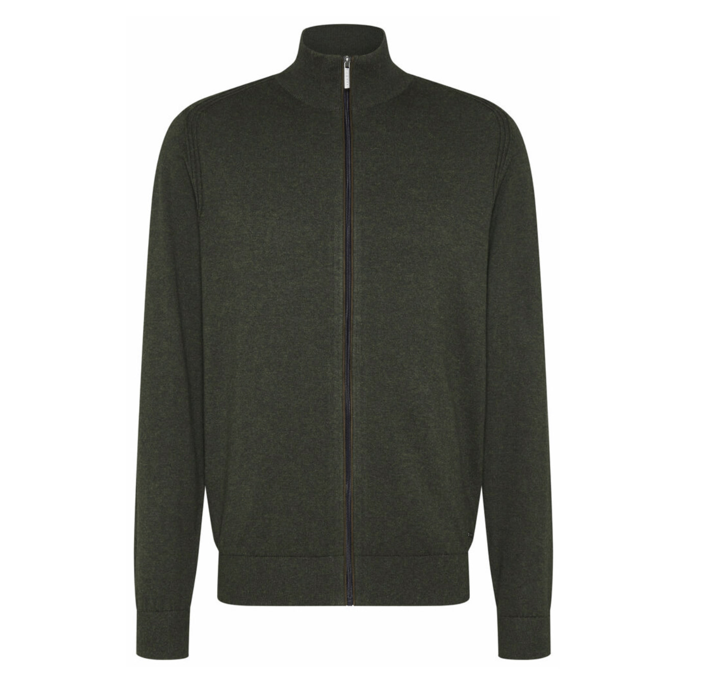 Loden Green Full Zip Sweater - Benjamin's Menswear