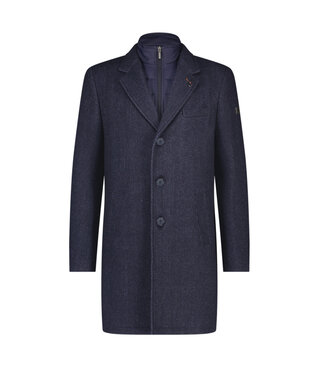 A FISH NAMED FRED Navy Twill Overcoat