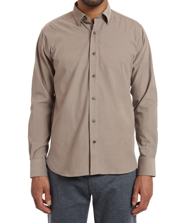 Modern Fit Beige Corduroy Shirt