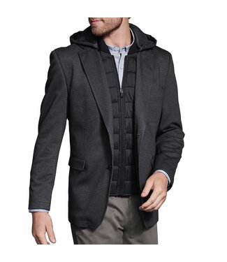 JOHNSTON & MURPHY Classic Fit Charcoal Hooded Sport Coat