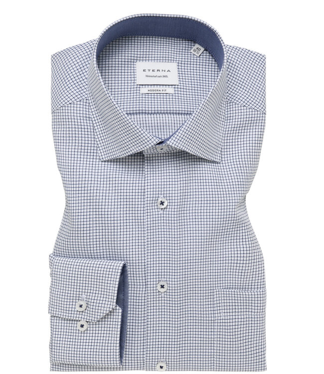 Modern Fit White Navy Mini Block Shirt