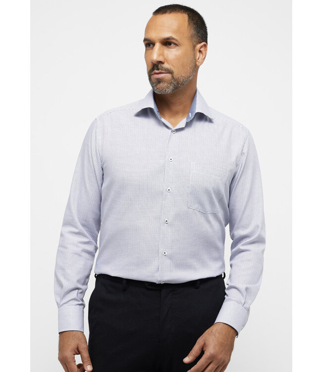 Modern Fit White Navy Mini Block Shirt