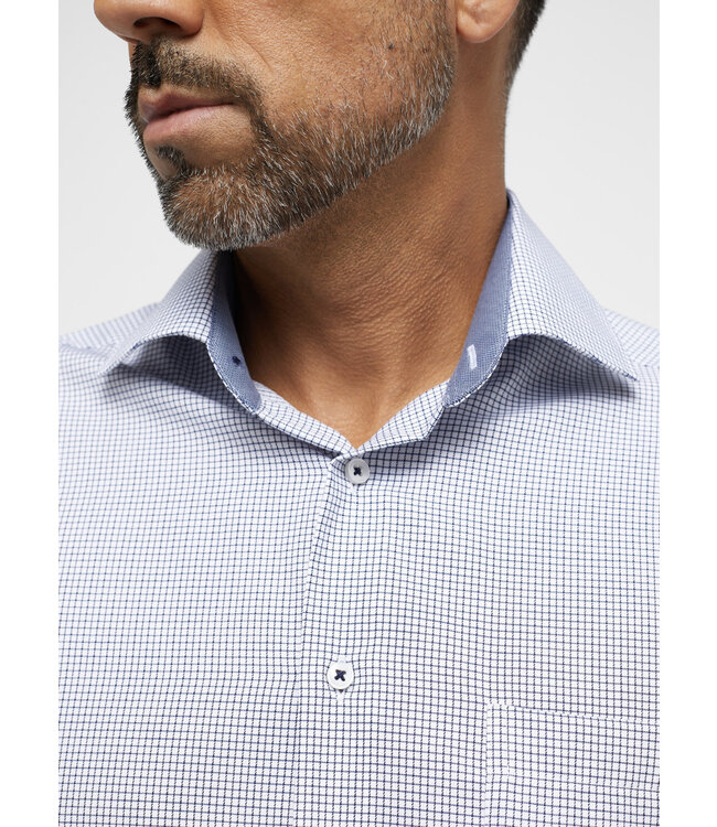 Modern Fit White Navy Mini Block Shirt