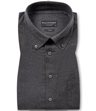 BRUUN & STENGADE Modern Fit Charcoal Flannel Shirt