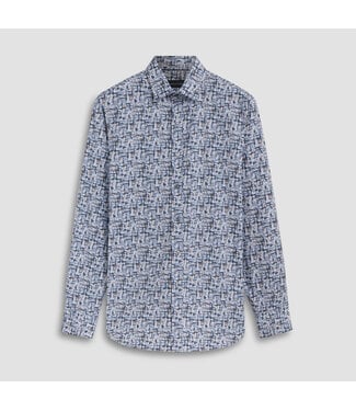 BUGATCHI Classic Fit Dusty Blue Abstract Print Shirt