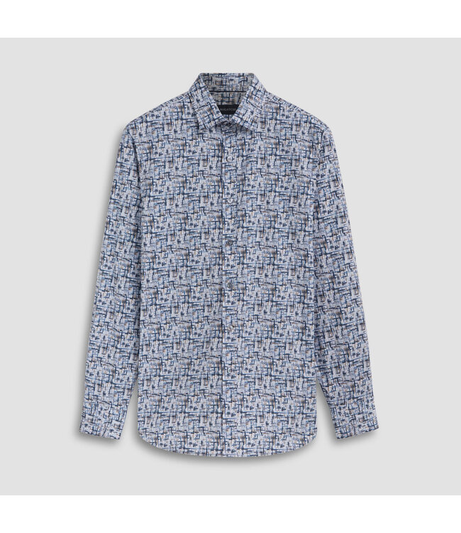 Classic Fit Dusty Blue Abstract Print Shirt