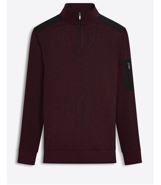 BUGATCHI Burgundy Nylon Trim 1/4 Zip